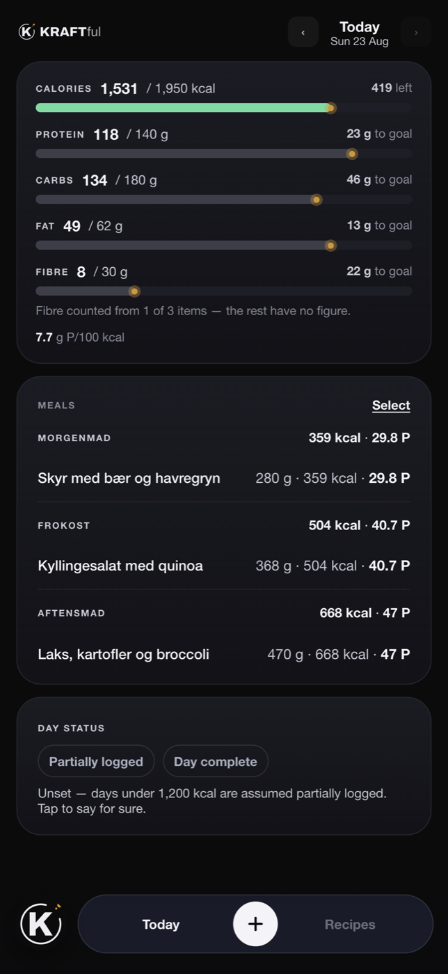 The nutrition screen.